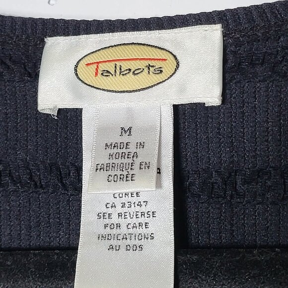 Talbots Womens Black Textured Long Sleeve Shirt Size Medium Stretch Vintage Dark - Picture 4 of 8